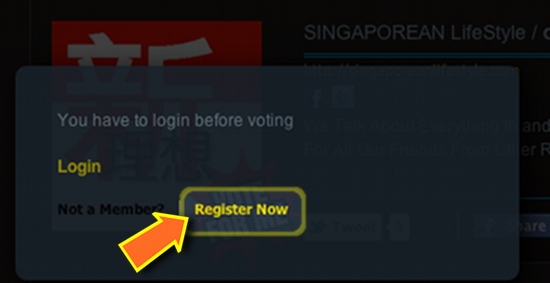 Singapore Blog Awards 2012 Vote For SINGAPOREANLifeStyle - register with omy.sg