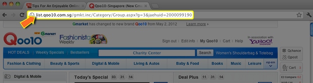 Qoo10 website Address Bar Qoo10 website Address Bar
