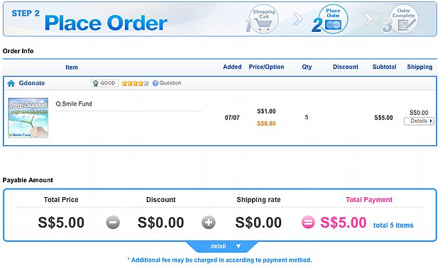 Qoo10 Singapore Charity Donation - Place Order