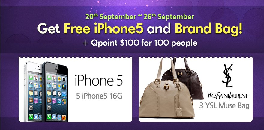 FREE iPhone 5 And Branded Bags From Qoo10 Singapore FREE iPhone 5 And Branded Bags From Qoo10 Singapore